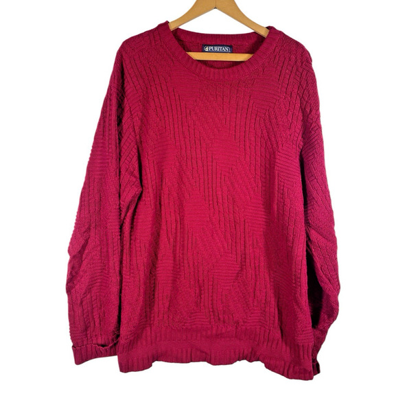 Puritan Other - Vintage Sweater Large Mens Chunky Knit Oversized Fisherman Core Red USA Puritan